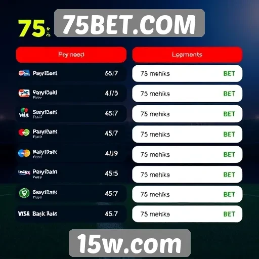 Variedade de métodos de pagamento no 75BET.COM